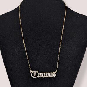 (2/$20) Taurus Rhinestone Pendant Necklace